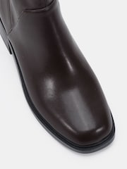Novo Brown Danni Flat Stretch Zip Square Toe Ankle Boots - Image 5 of 6