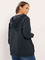Yours Curve Blue Zip Through Hoodie - Image 3 of 6