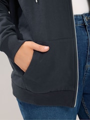 Yours Curve Blue Zip Through Hoodie - Image 4 of 6