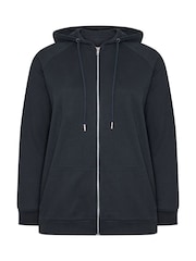 Yours Curve Blue Zip Through Hoodie - Image 5 of 6