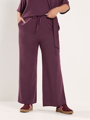 أرجواني - Yours Curve Tie Waist Trousers - صورة 1 من 6