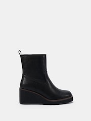 Novo Black Wide Fit Jenna Mid Wedge Casual Ankle Boots - Image 2 of 6