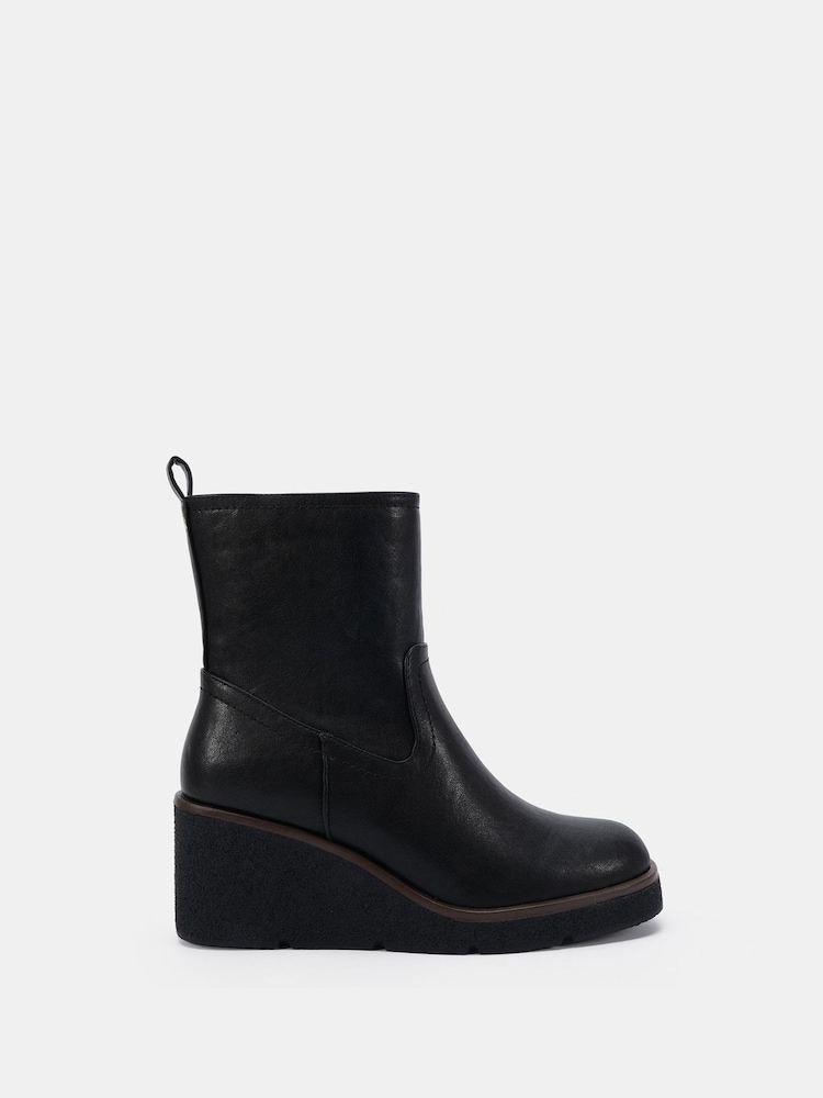 Novo Black Wide Fit Jenna Mid Wedge Casual Ankle Boots - Image 2 of 6 Novo Black Wide Fit Jenna Mid Wedge Casual Ankle Boots - Image 2 of 6