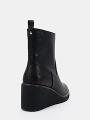 Novo Black Wide Fit Jenna Mid Wedge Casual Ankle Boots - Image 4 of 6