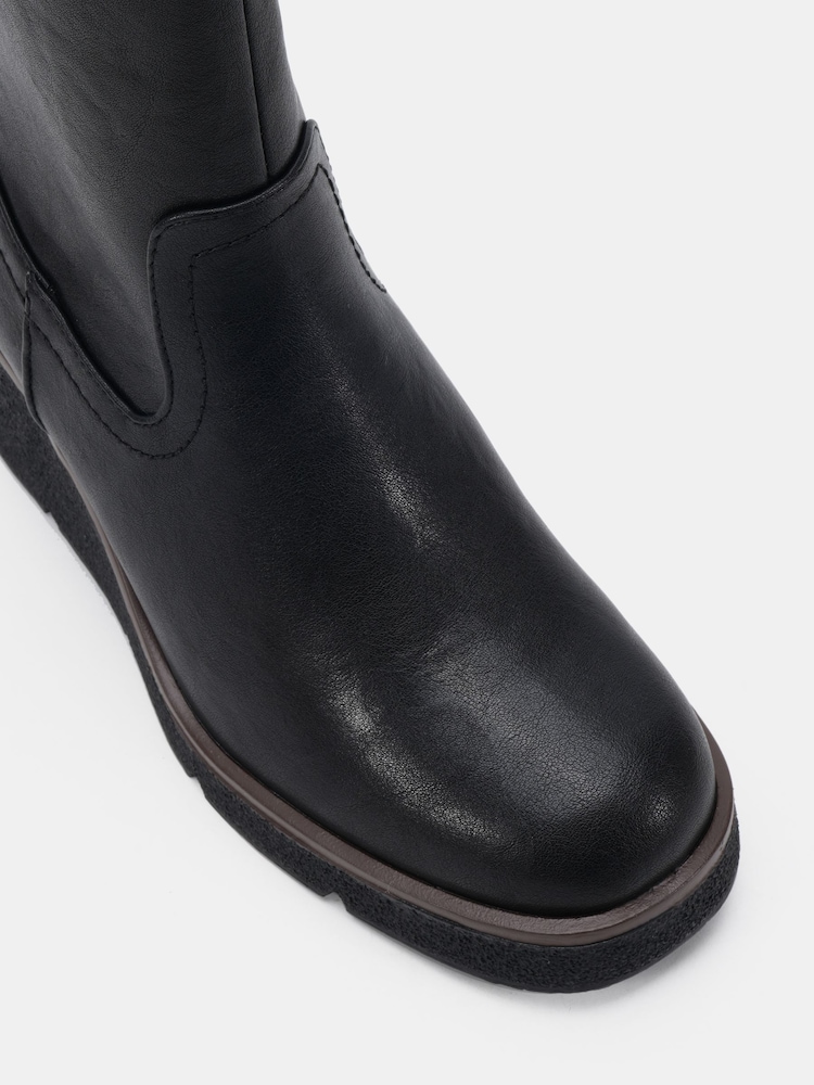 Novo Black Wide Fit Jenna Mid Wedge Casual Ankle Boots - Image 6 of 6 Novo Black Wide Fit Jenna Mid Wedge Casual Ankle Boots - Image 6 of 6