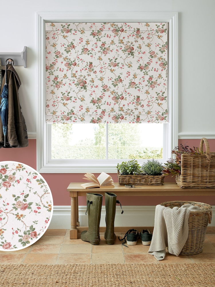 Laura Ashley Pink Mountney Gardens Made to Measure 100% Cotton Roman Blinds - Image 1 of 6