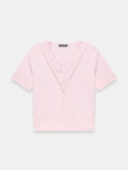 Mint Velvet Pink Lace Trim Cardigan - Image 6 of 7