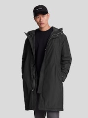Lyle & Scott Black Longline Parka Coat - Image 1 of 4