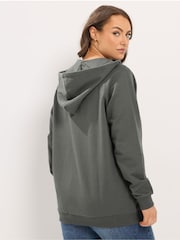 Yours Curve Grey Zip Through Hoodie - Image 3 of 6