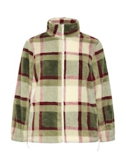 Yours Curve Green Checked Zip Through Fleece - Image 5 of 6