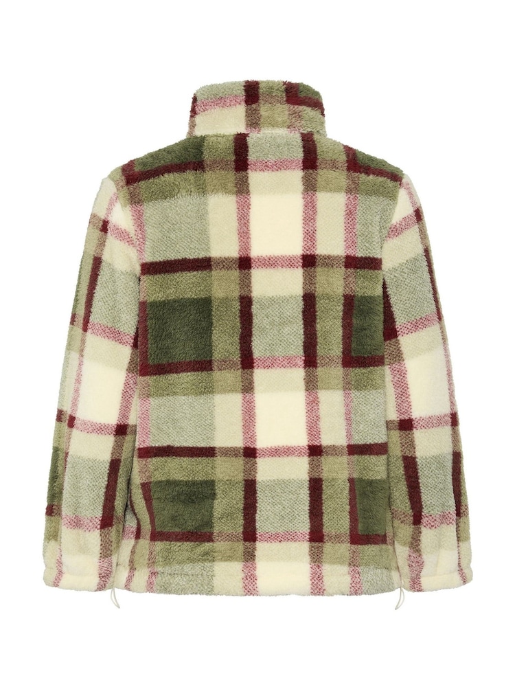 Yours Curve Green Checked Zip Through Fleece - Image 6 of 6 Yours Curve Green Checked Zip Through Fleece - Image 6 of 6