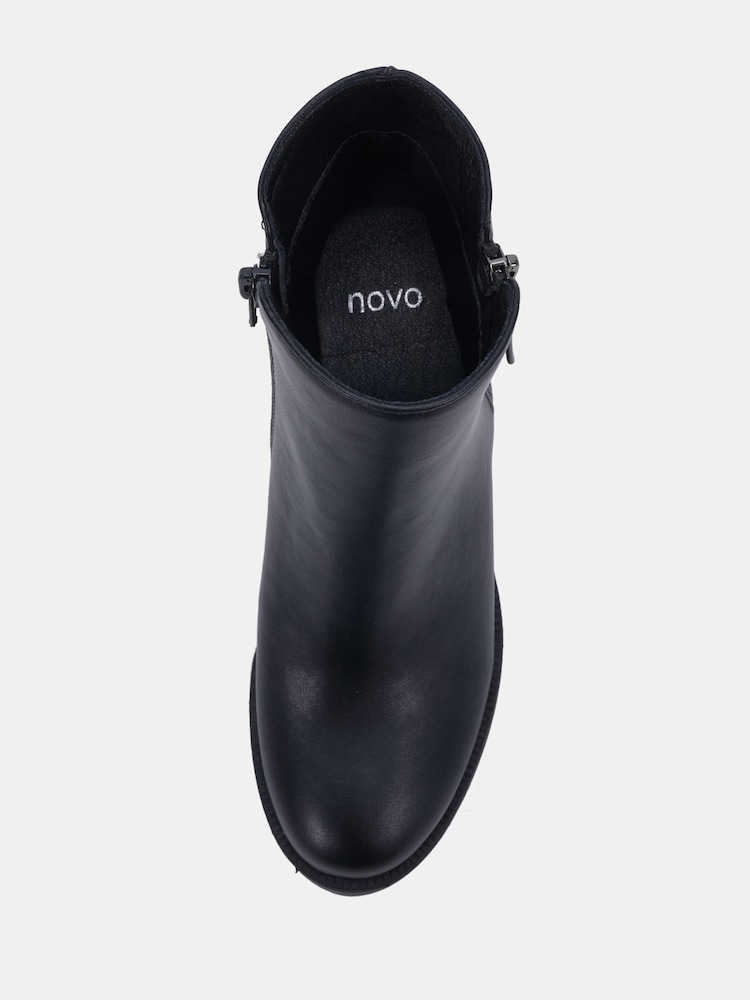 Novo Black Wide Fit Jolly Heeled Zip Unit Boots - Image 6 of 6 Novo Black Wide Fit Jolly Heeled Zip Unit Boots - Image 6 of 6