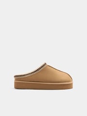 Yours Curve Brown Wide Fit Faux Suede Embroidered Mules - Image 2 of 5