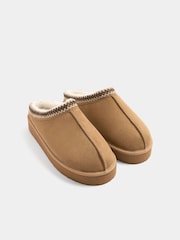 Yours Curve Brown Wide Fit Faux Suede Embroidered Mules - Image 3 of 5