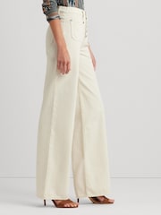 Lauren Ralph Lauren Cream Wash High Rise Wide Leg Jeans - Image 4 of 8