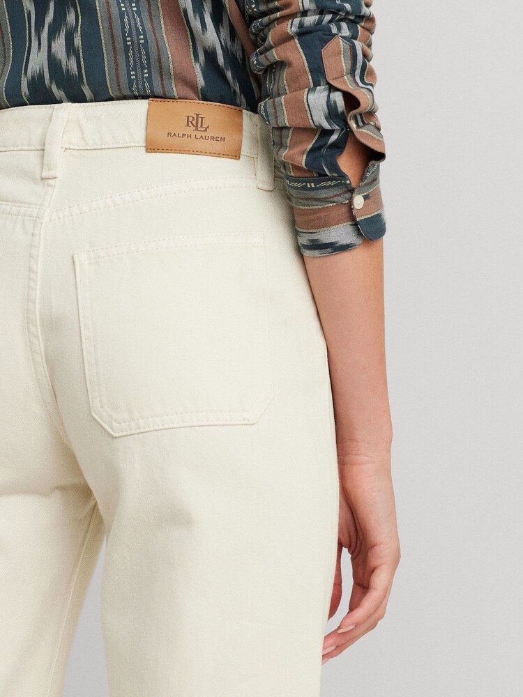 Lauren Ralph Lauren Cream Wash High Rise Wide Leg Jeans - Image 7 of 8