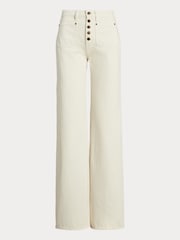 Lauren Ralph Lauren Cream Wash High Rise Wide Leg Jeans - Image 8 of 8