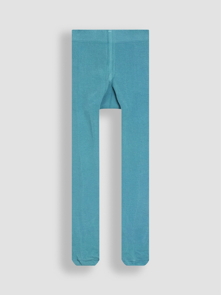 JoJo Maman Bébé Duck Egg Blue Cotton Rich Plain Tights - Image 2 of 3