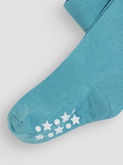 JoJo Maman Bébé Duck Egg Blue Cotton Rich Plain Tights - Image 3 of 3