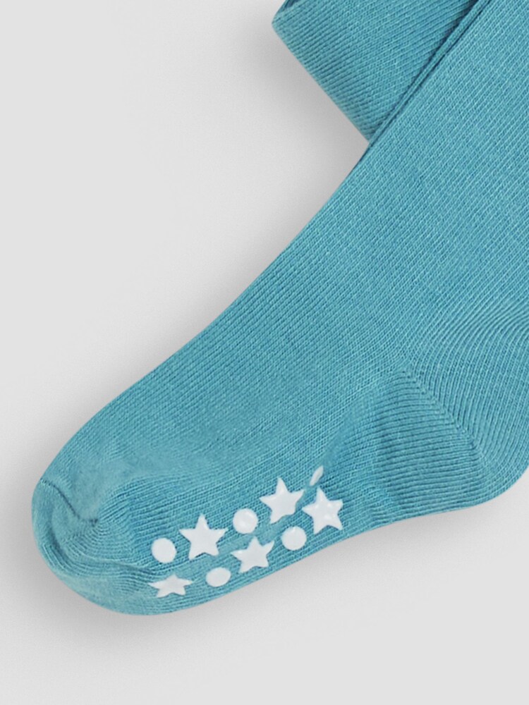 JoJo Maman Bébé Duck Egg Blue Cotton Rich Plain Tights - Image 3 of 3