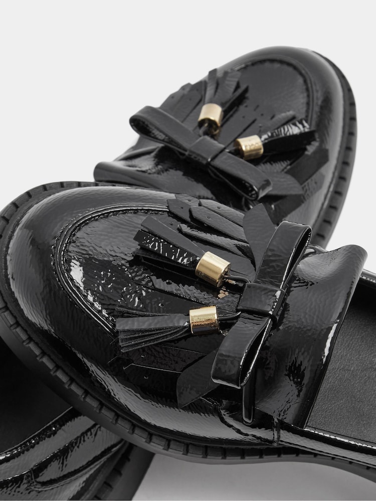 Yours Curve Black Wide Fit Built Up Bow Detail Loafer - Image 5 of 5 Yours Curve Black Wide Fit Built Up Bow Detail Loafer - Image 5 of 5