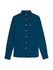 Lyle & Scott Teal Blue 100% Cotton Oxford Shirt - Image 5 of 5