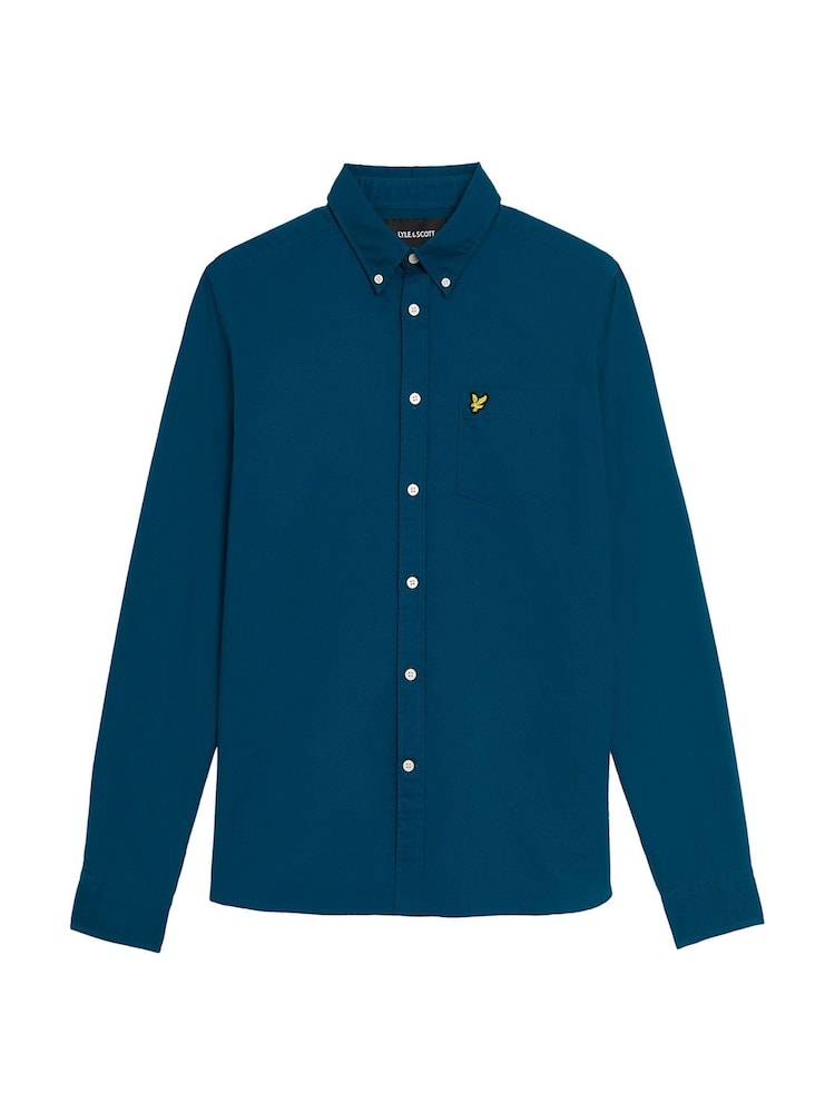 Lyle & Scott Teal Blue 100% Cotton Oxford Shirt - Image 5 of 5