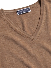 Charles Tyrwhitt Natural Pure Merino V-Neck Jumper - Image 3 of 4