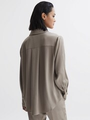 Reiss Grey Elaina Satin Removable Neck Tie Blouse - Image 4 of 4