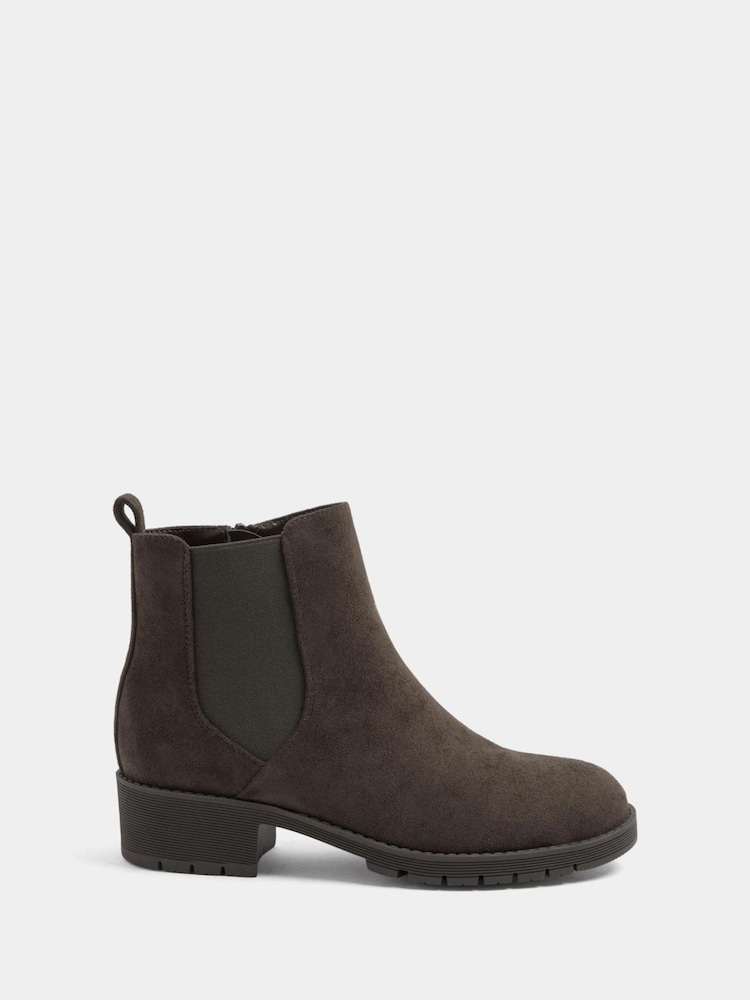 Yours Curve Brown Wide Fit Faux Suede Chelsea Boots - Image 1 of 4 Yours Curve Brown Wide Fit Faux Suede Chelsea Boots - Image 1 of 4