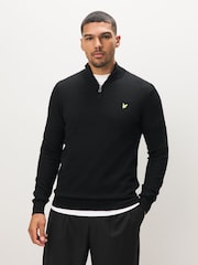 Lyle & Scott Black Cotton Merino Quarter Zip Jumper - Image 1 of 5