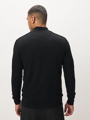 Lyle & Scott Black Cotton Merino Quarter Zip Jumper - Image 2 of 5