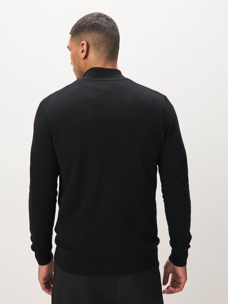 Lyle & Scott Black Cotton Merino Quarter Zip Jumper - Image 2 of 5