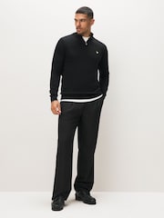 Lyle & Scott Black Cotton Merino Quarter Zip Jumper - Image 3 of 5