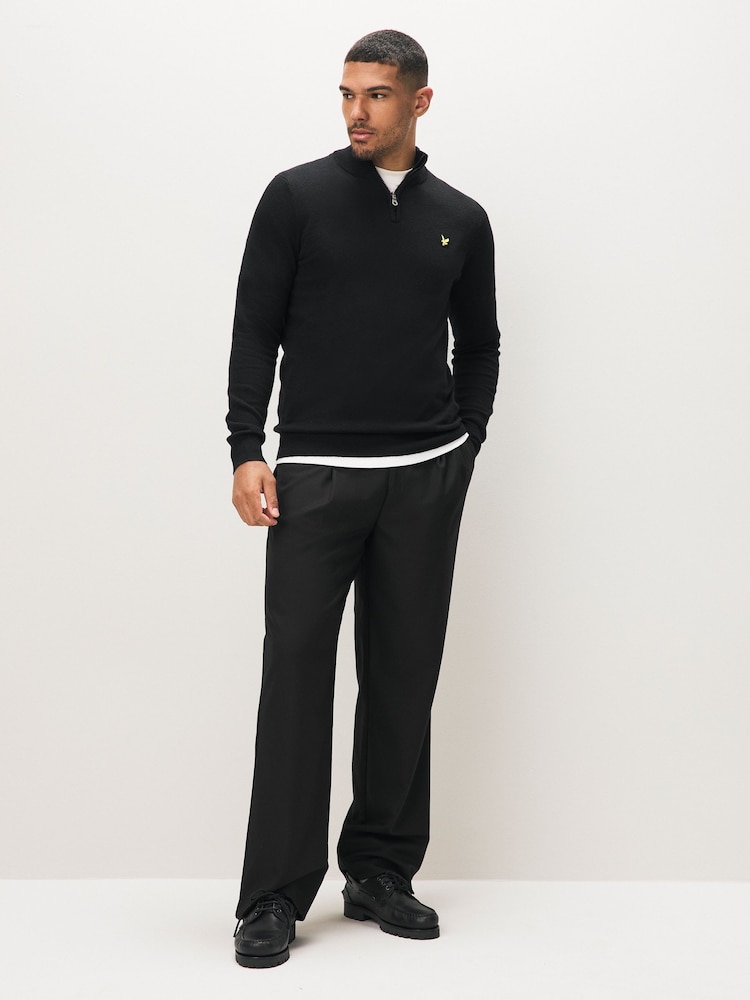 Lyle & Scott Black Cotton Merino Quarter Zip Jumper - Image 3 of 5