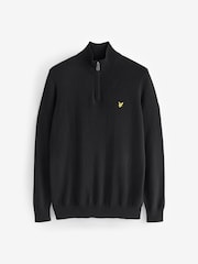 Lyle & Scott Black Cotton Merino Quarter Zip Jumper - Image 5 of 5
