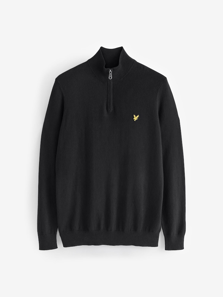 Lyle & Scott Black Cotton Merino Quarter Zip Jumper - Image 5 of 5