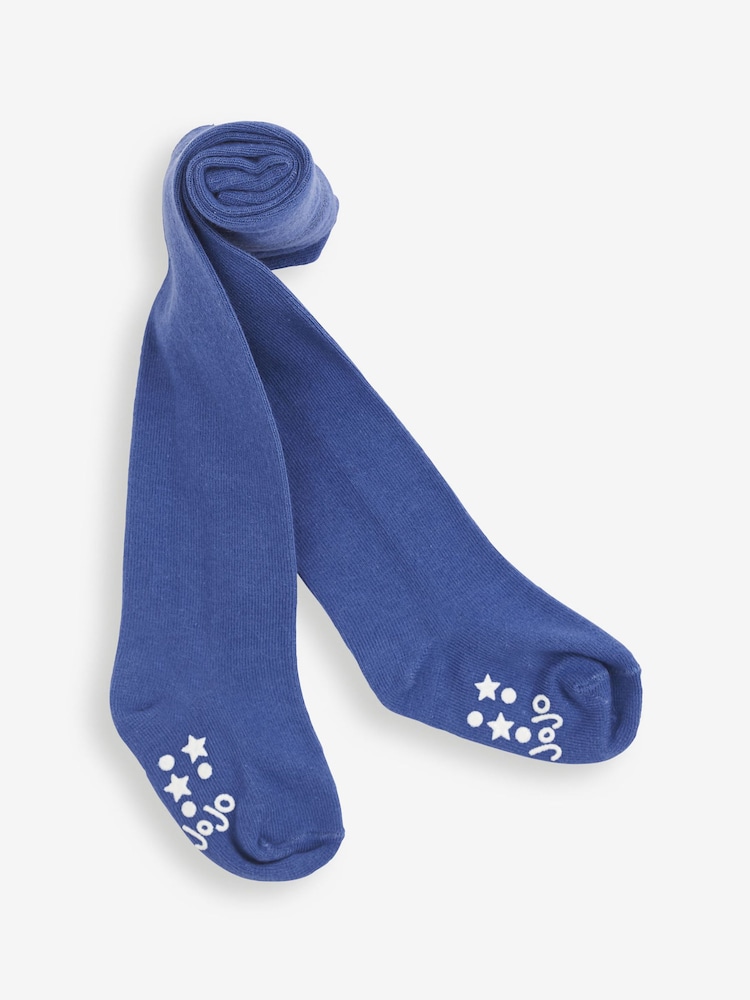 JoJo Maman Bébé Indigo Blue Cotton Rich Plain Tights - Image 1 of 1