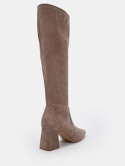 Novo Cream Wide Fit Gina Block Heel Chisel Toe Stretch Knee Boots - Image 4 of 6