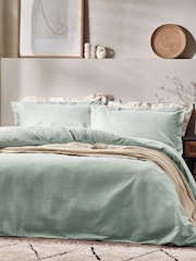 Yard Seafoam Green Waffle Textured 100% Cotton Duvet Cover Set - Image 1 of 3