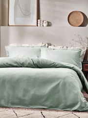 Yard Seafoam Green Waffle Textured 100% Cotton Duvet Cover Set - Image 2 of 3