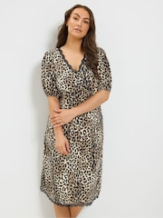 Yours Curve Lace Trim Leopard Midi Dress - 6суретінің 1 суреті