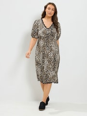 Yours Curve Lace Trim Leopard Midi Dress - 6суретінің 2 суреті
