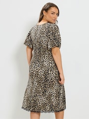 Yours Curve Lace Trim Leopard Midi Dress - 6суретінің 3 суреті