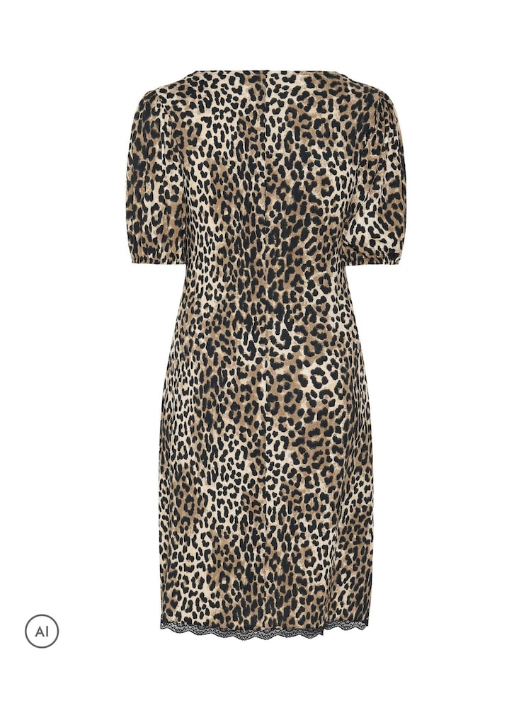 Yours Curve Lace Trim Leopard Midi Dress - 6суретінің 6 суреті