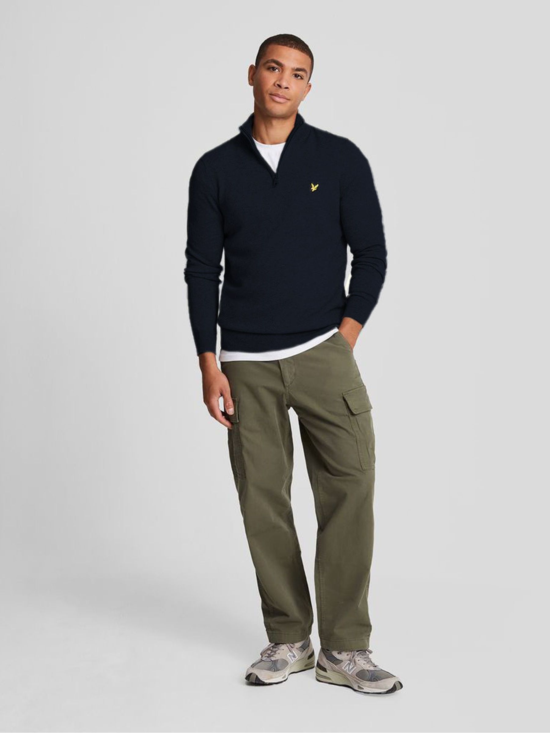 Buy Lyle & Scott Navy Blue Cotton Merino Quarter Zip Jumper