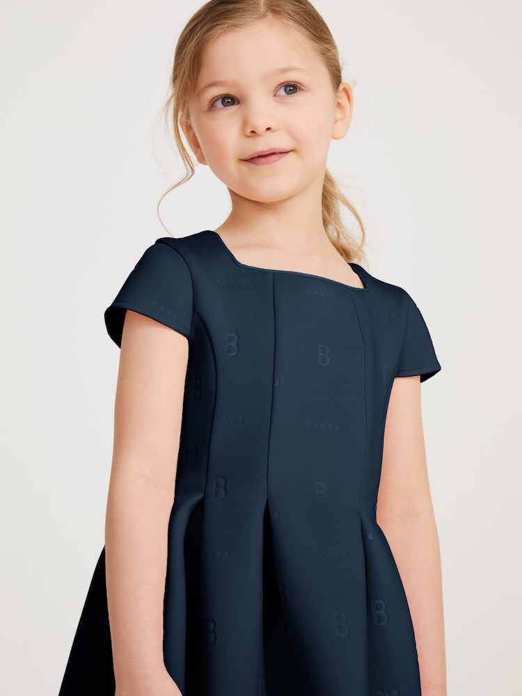 Baker by Ted Baker Navy Embossed Scuba Dress - Image 3 of 10