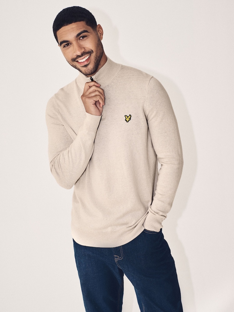 Lyle & Scott Natural Cotton Merino Quarter Zip Jumper - Image 1 of 11
