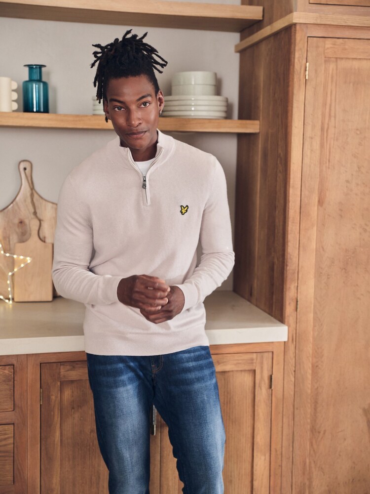 Lyle & Scott Natural Cotton Merino Quarter Zip Jumper - Image 2 of 11