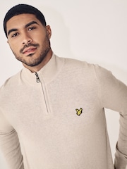 Lyle & Scott Natural Cotton Merino Quarter Zip Jumper - Image 6 of 11